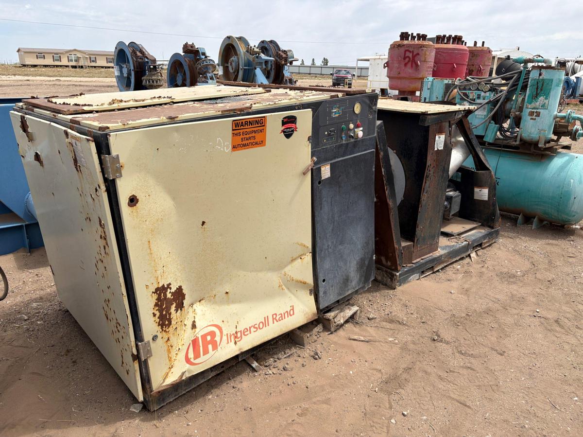 Used (3) inoperable/incomplete ingersoll Rand up6-40-125 corkscrew air compressors & (1) Sullivan palatek air compressor