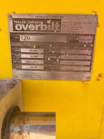 Used 2015 OVERBILT T/A 50’ FRAC MANIFOLD TRAILER