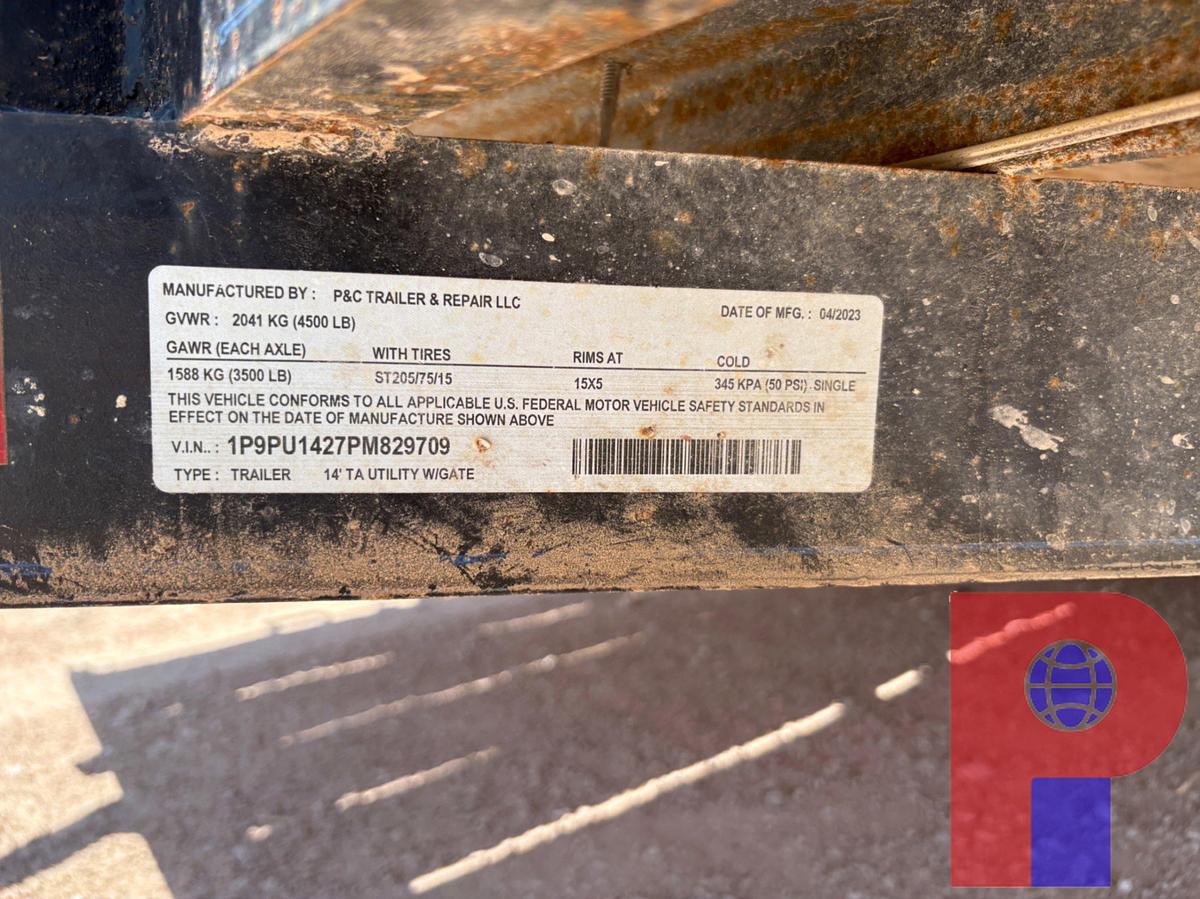Used 2023 P&C 14.5’ X 6.5’ T/A BUMPER PULL UTILITY TRAILER