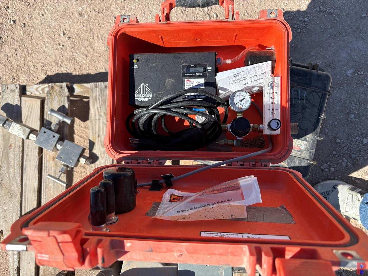 Used 1-1/8HP ELECTRIC 10K PSI HYDRAULIC PUMP, CARBON MONOXIDE AIR MONITOR, PRESSURE GAUGES, ETC.