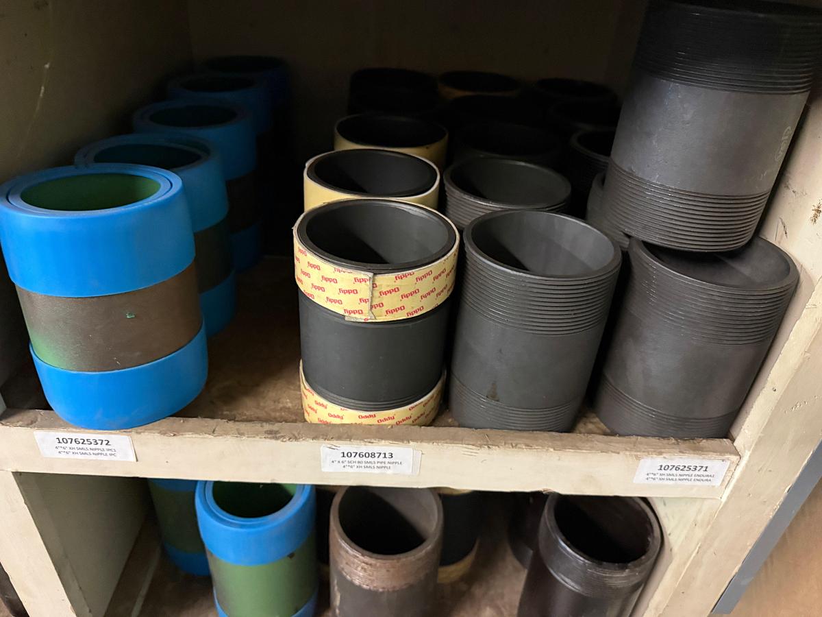 Used SECTION OF (80+) MOSTLY HEAVY WALL 2” THRU 4” PIPE NIPPLES