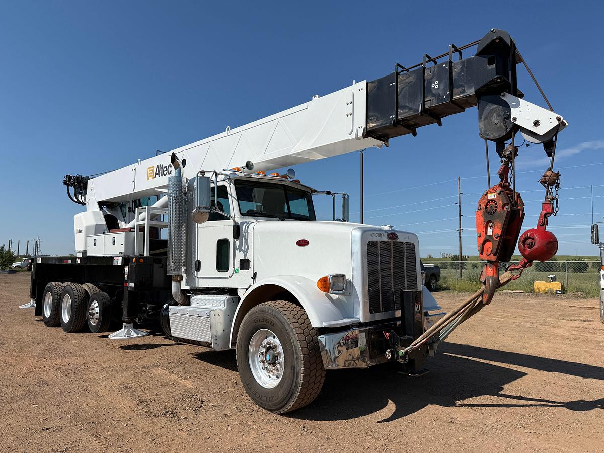 Used ALTEC AC38-127S 38-TON BOOM TRUCK CRANE MTD ON 2012 PETERBILT 367 TRI-AXLE TRUCK