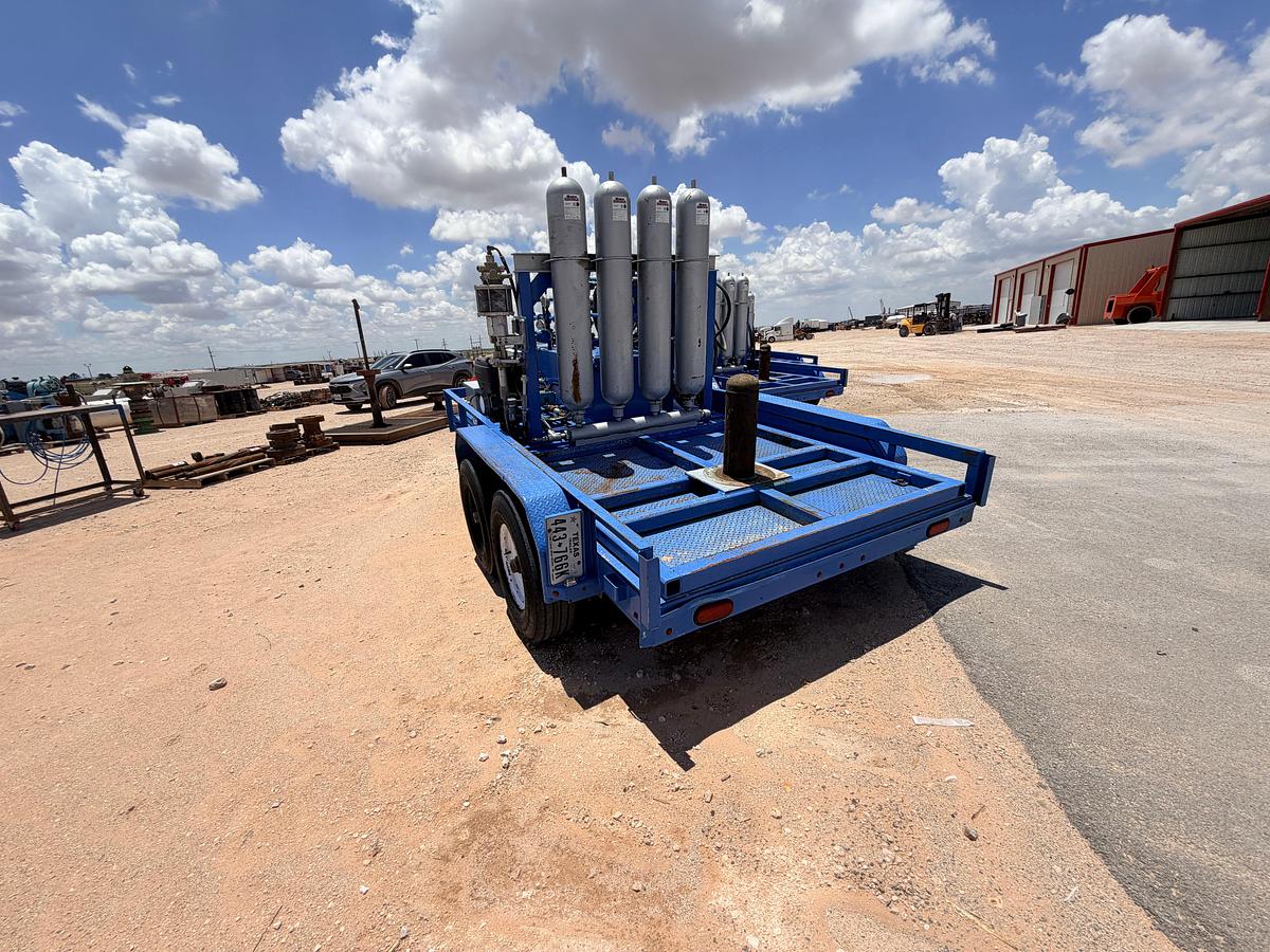 Used 3-station closing unit mtd on 12’ x 80” t/a bumper pull trailer