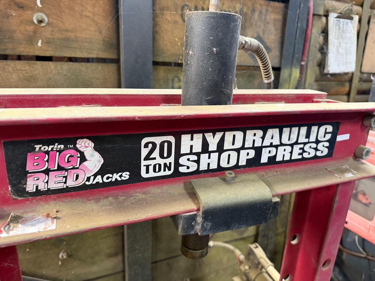 Used CHAMPION 4-1/2” METAL CUTTING BANDSAW ON STAND & 20-TON HYD. SHOP PRESS