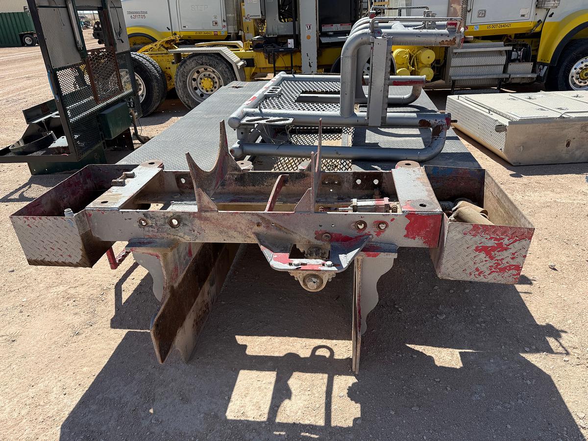 Used 16’L x 96”W HD STEEL WINCH BED W/ HEADACHE RACK F/ WINCH, ROLLING TAILBOARD, & AIR SLIDE FIFTH WHEEL