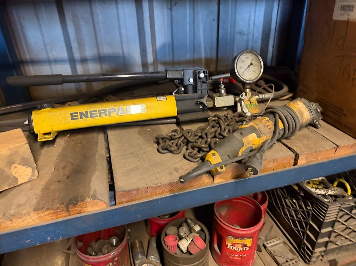 Used (13) Shelves w/ welding related tools, wire & power tools
