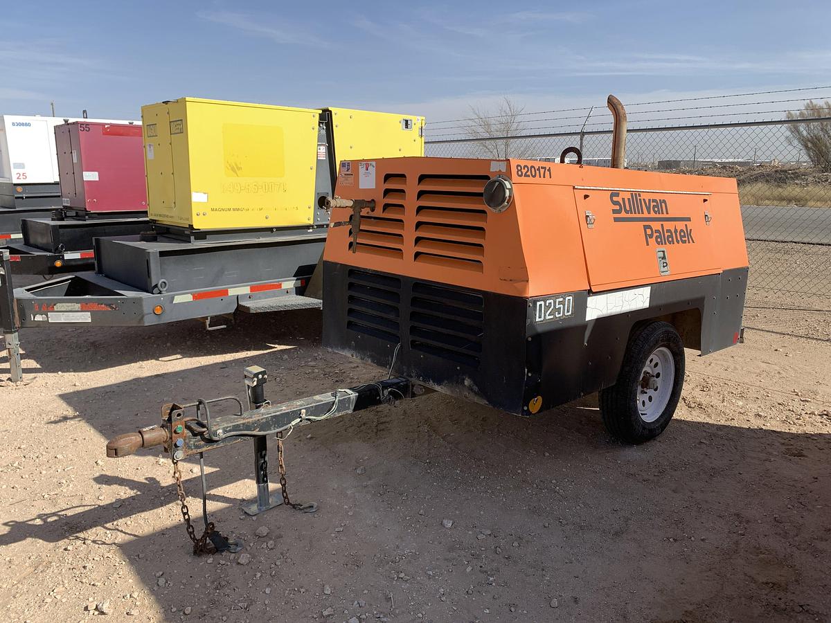 Used Sullivan Palatek DF250PJD S/A BUMPER PULL 250 CFM AIR COMPRESSOR