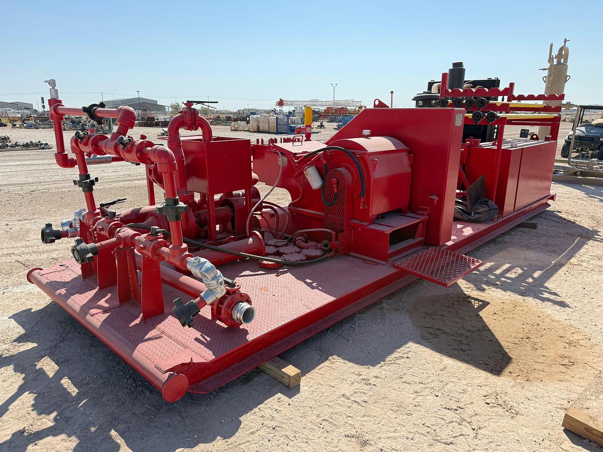 Used Tulsa triplex TT-560 triplex pump unit, skidded