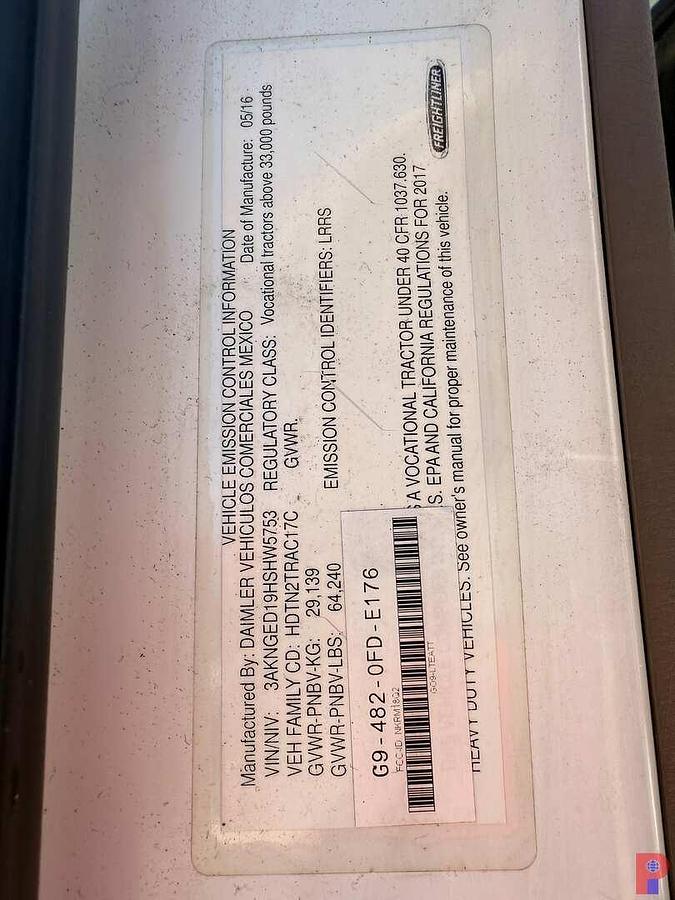 Used 2017 FREIGHTLINER CASCADIA PX125084ST TRI AXLE DAY CAB TRUCK TRACTOR