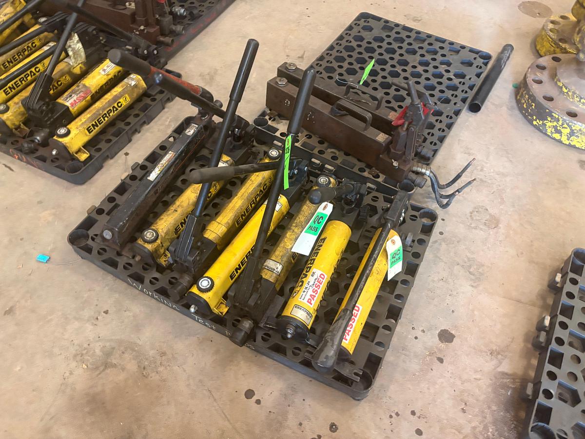 Used (9) ENERPAC & power team manual hydraulic pumps