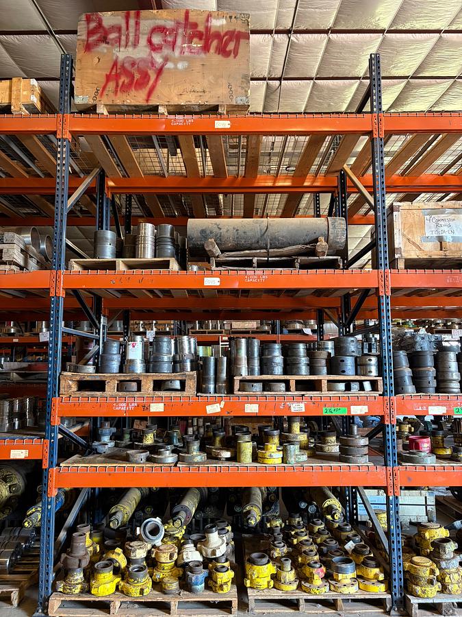 Used Contents of (5 shelves) w/ Assorted 2” to 4” weco flanges, tubing/casing hangers, casing cutoffs, etc.