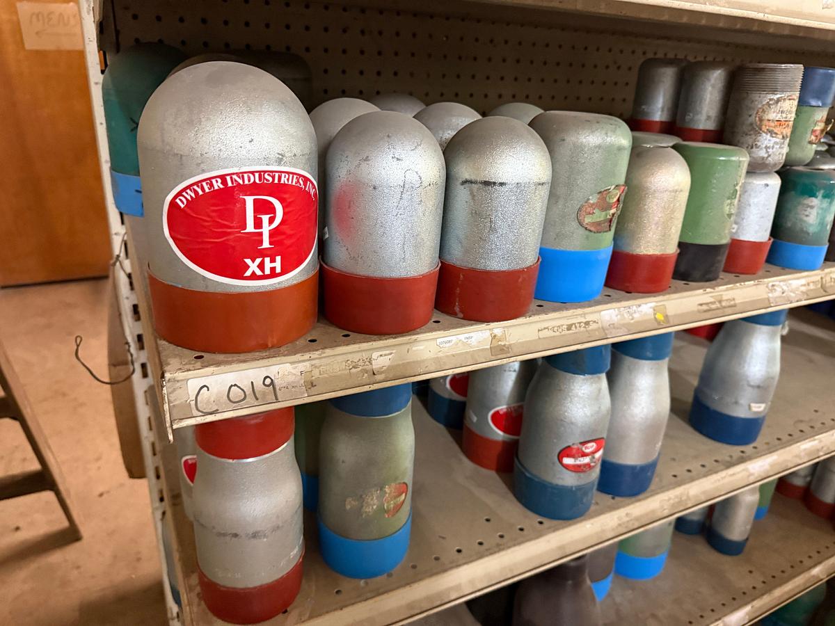 Used SECTION OF (150+) HEAVY WALL 1/2” THRU 6” PIPE SWAGES, & (7) BRASS GATE VALVES & CHECK VALVES