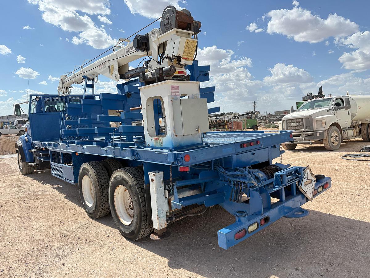 Used 2002 STERLING LT9500 T/A 24’ FLATBED FLOW IRON CRANE TRUCK