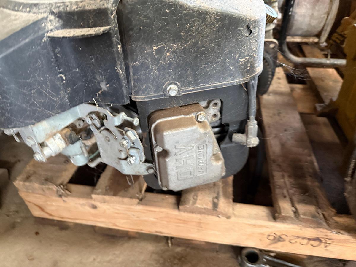 Used PALLET W/ HODA GX160 GAS TRASH PUMP (INOP), BENDIX CAT AIR COMPRESSOR, (4) ELECTRIC MOTORS, KOHLER OHV V-VALVE SMALL ENGINE