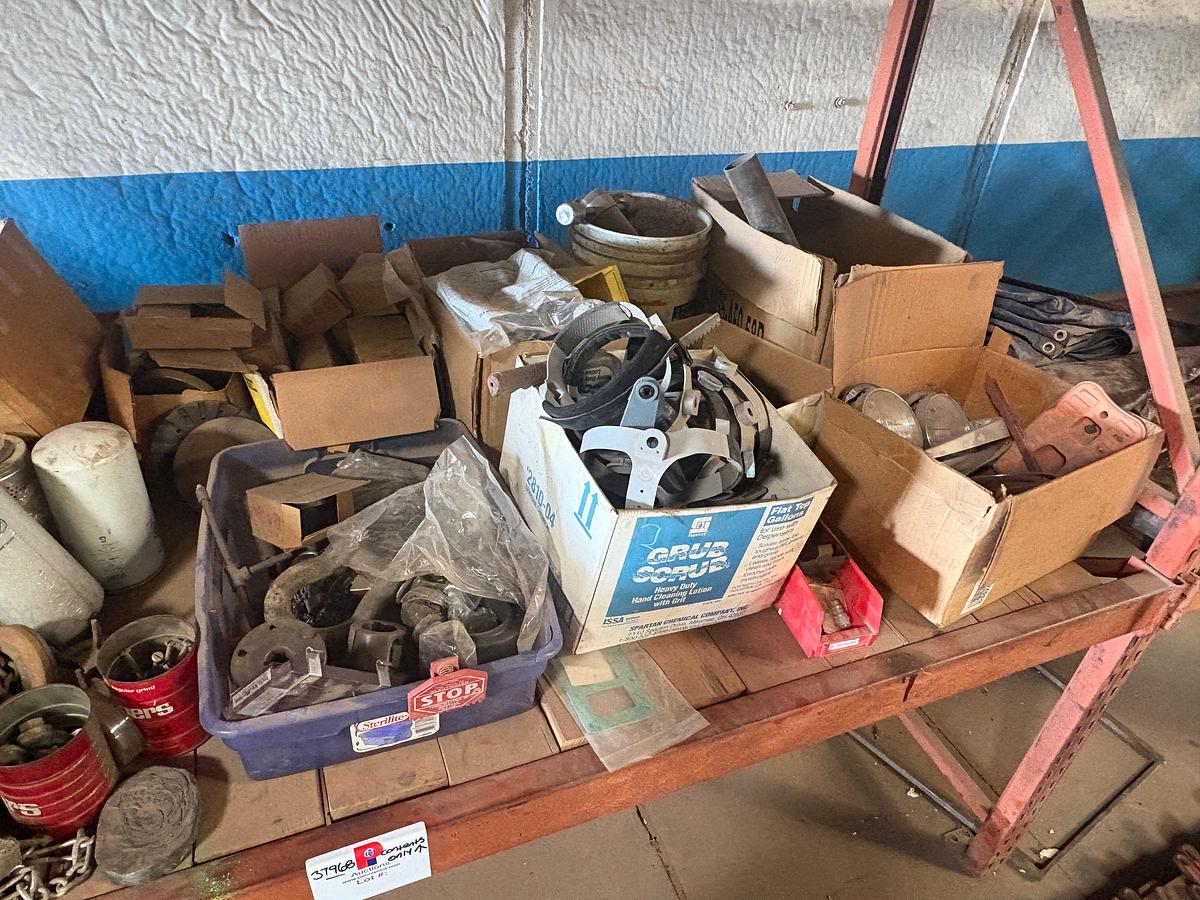 Used Miscellaneous parts, chains, ppe, and contents of shelf