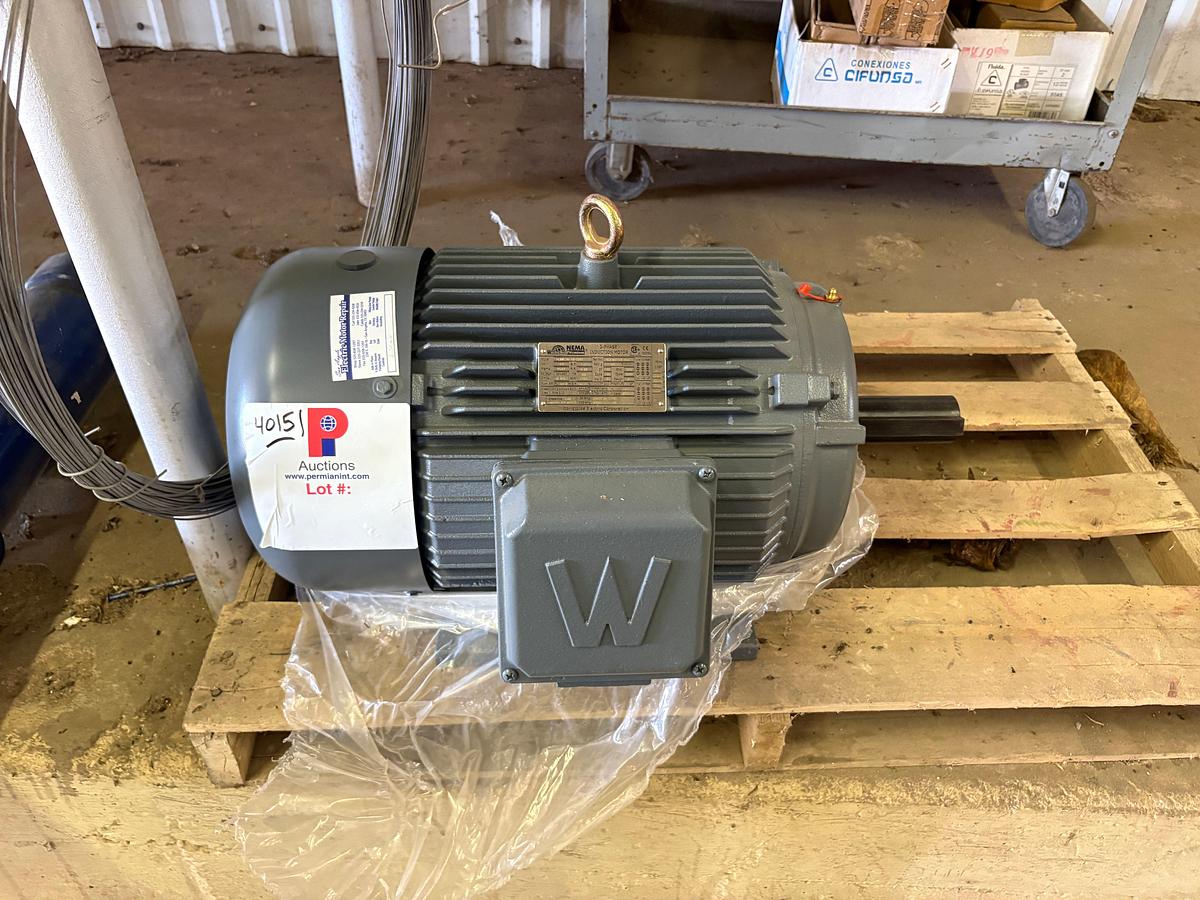 Used UNUSED Worldwide electric corporation 20hp 3-phase electric motor