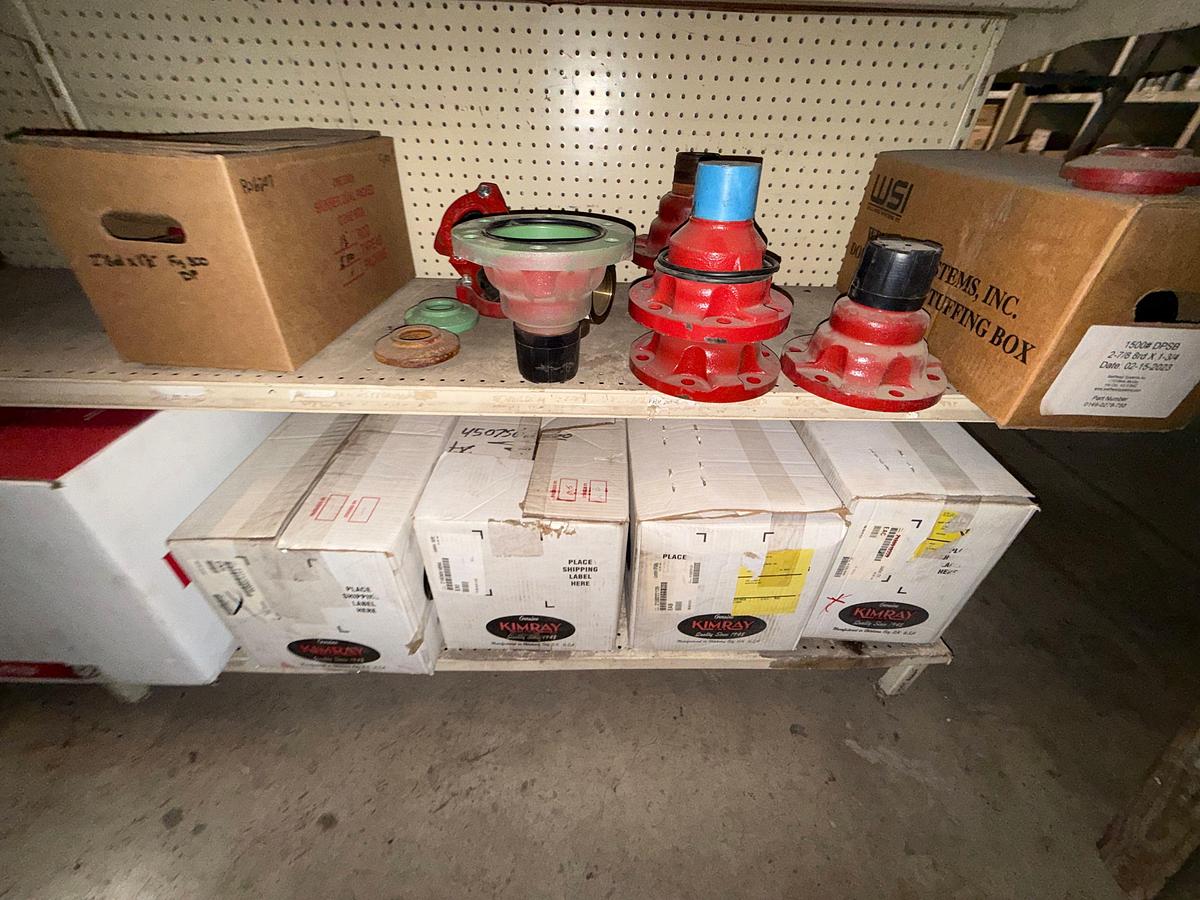 Used SECTION OF (10+) KIMRAY MOTOR VALVES, TRUNIONS, & REPAIR KITS, WSI HEAVY WALL TEES, BAIRD 125 PSI RELIEF VALVES, & RELATED