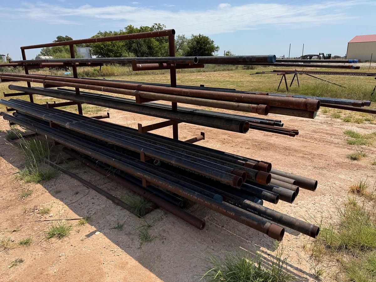 Used LOT W/ (12-JTS) 3” x 21’ GR A PIPE, (4-JTS) 4” x 21’ GR A, (10-JTS) 2” x 21’ GR A, (3-JTS) 1-1/4” , & RELATED INCLUDES RACK