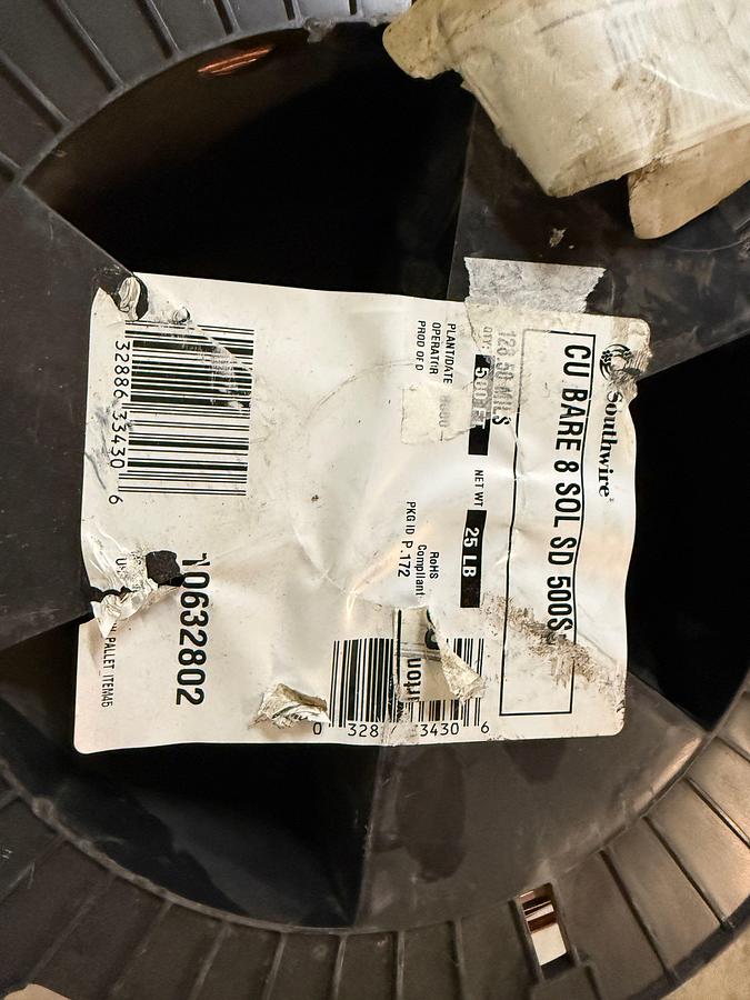 Used LOT W/ (1) 500 FT. SPOOL OF CU BARE 8 SOL SD 500S COPPER WIRE, (1) PCC301 ENVIRONMENTAL DRIP POT, (4) FIRE EXTINGUISHERS