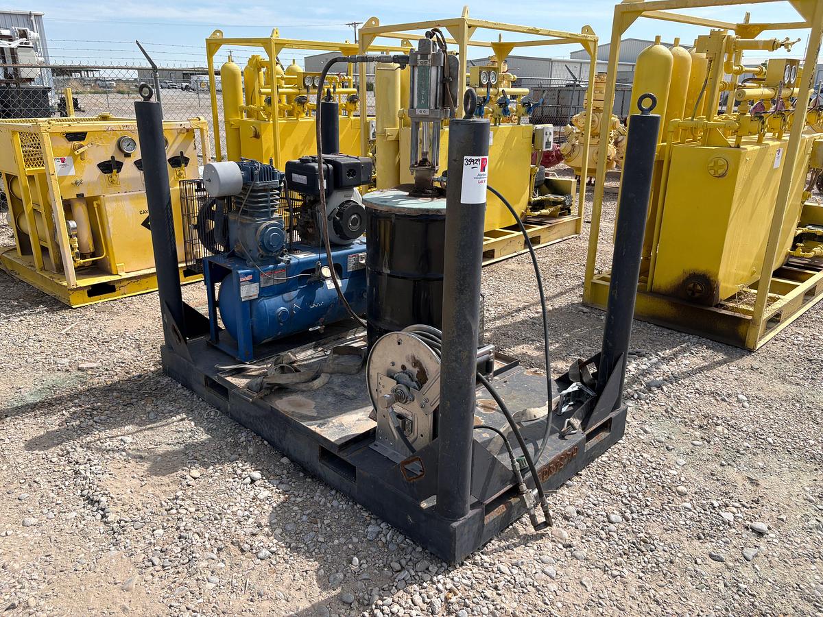 Used 7’ x 4’ pneumatic grease pump skid