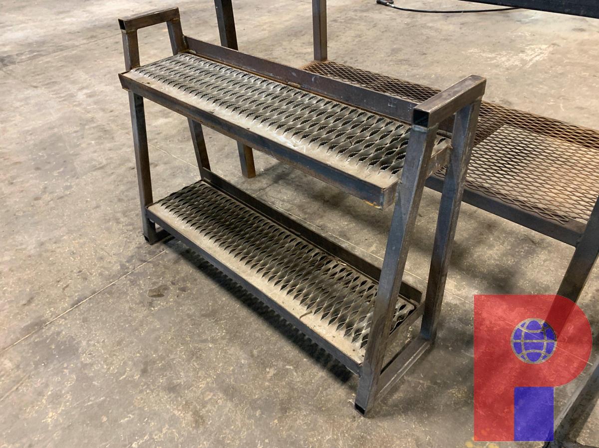 Used 3 STEEL SHELVES W/ STEP LADDER