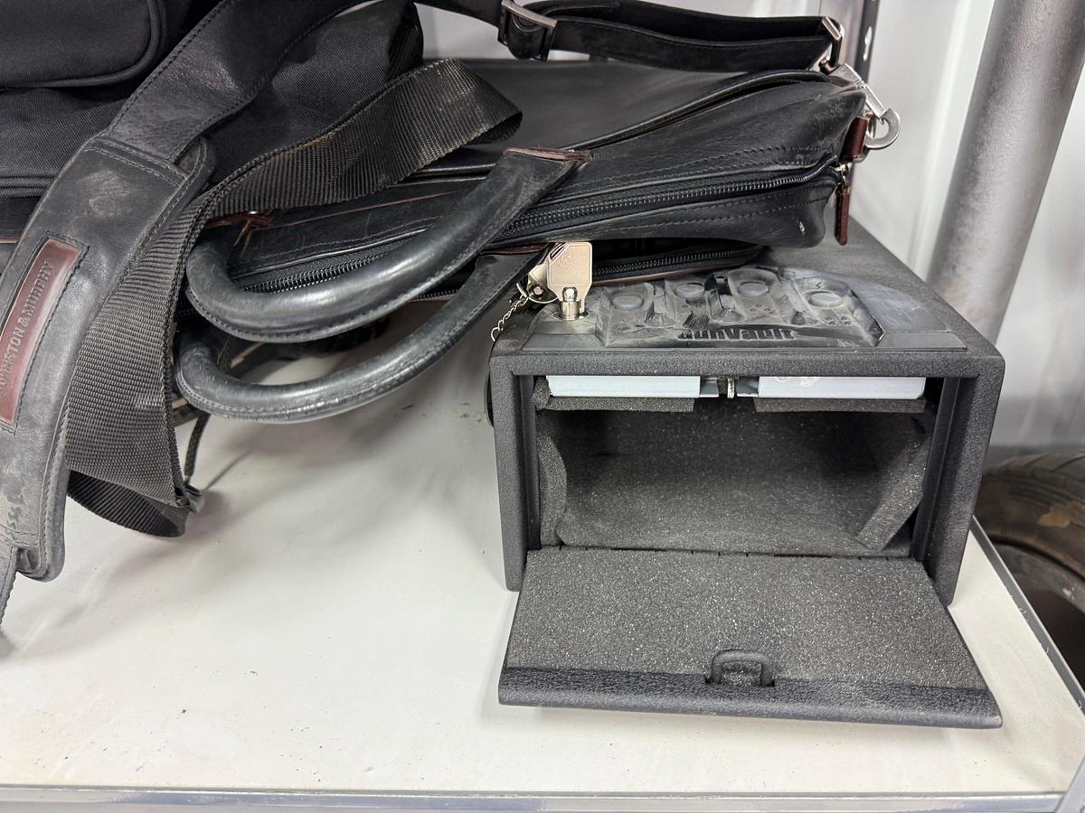 Used 6- SHELVE RACK W/ CONTENTS OF (5) CUSTOM SNAP ON SOCKET CUPS, DRILL BIT SET IN BOX, TOOL BOX, PUTTING TURF, (2) FLOOR JACKS