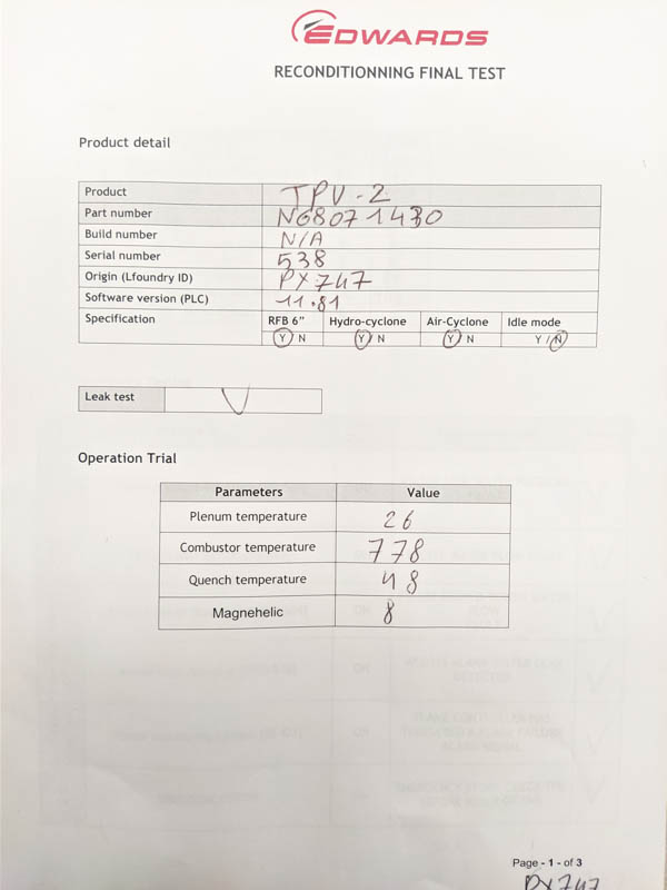 Refurbished 2004 Edwards TPU-2