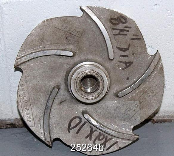 Used Goulds 3196 Impeller, Goulds 3196, 1.5X3X8, 5-Vane, 7.12" Diameter, Stainless Steel #25264