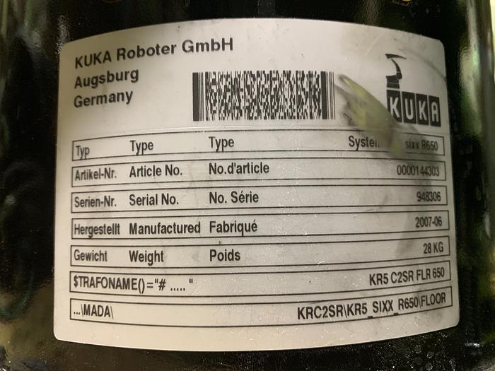 Used KUKA KR 5 SIXX R650 6 AXIS CNC ROBOT