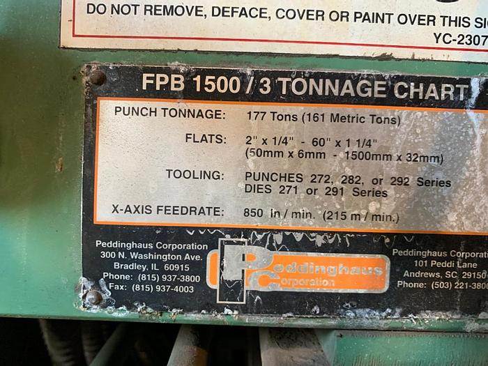 Used 2000 Peddinghaus FPB 1500/3E CNC Plate Line