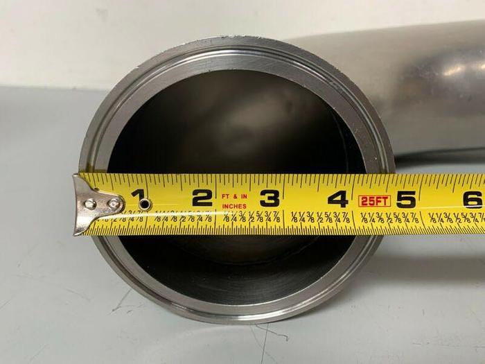 Used Stainless Steel 90 Degree Reducer w/ Sanitary Fittings 4.5" to 6.5"