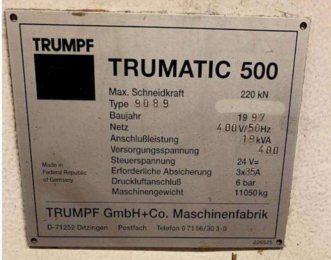 Used 1997 TRUMPF TC 500