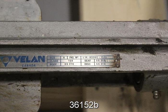 Used Velan 6" Hand Operated Knife Gate Valve, L14-0320C-13BL #36152