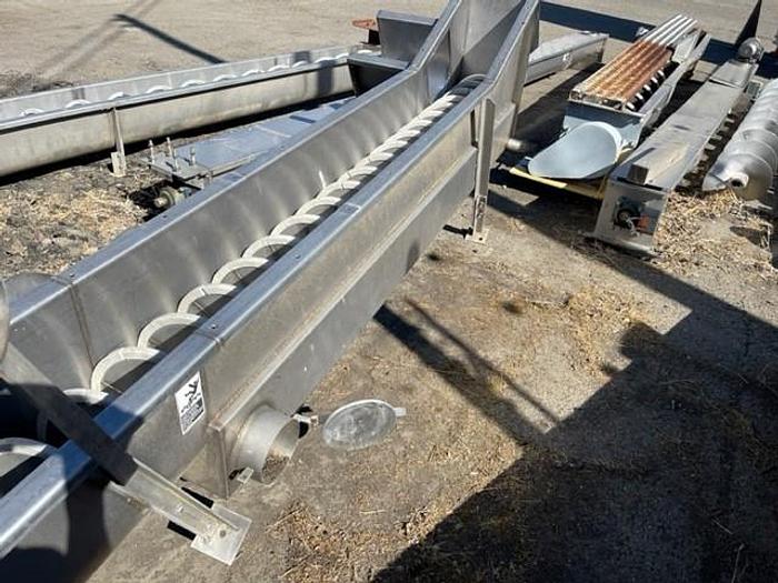 Used 14.5' Long x 11" Wide Stainless Steel Auger Screw Conveyor