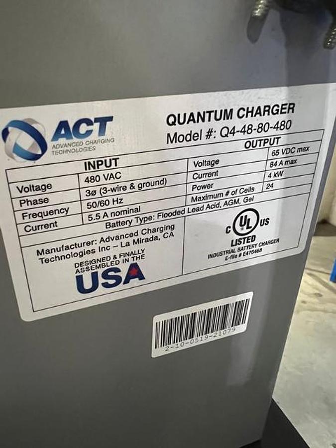 Used 2018 ACT High Frequency Battery Charger Model Q4-48-80-480