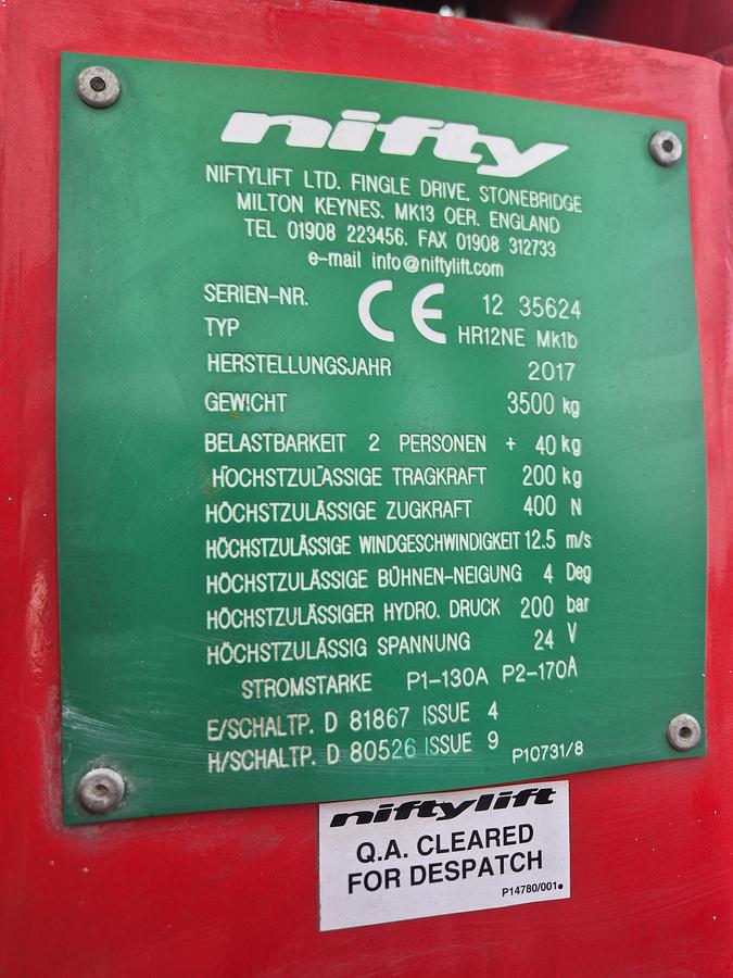 Gebruikt 2017 Niftylift Hr12ne  12 mtr werkhoogte