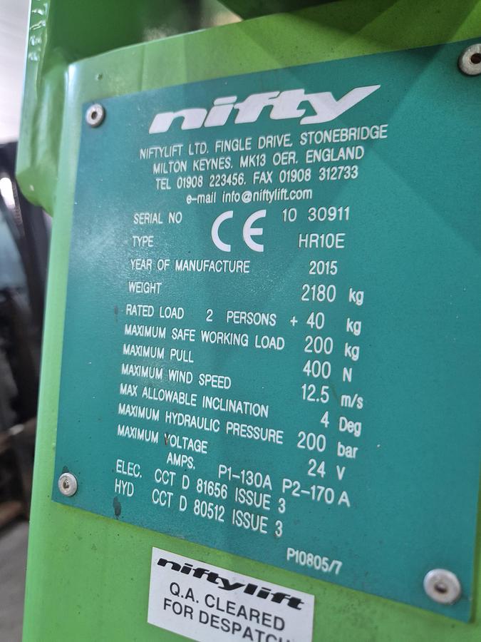 Gebruikt 2015 Niftylift Hr10 10 mtr werkhoogte/workingheigth