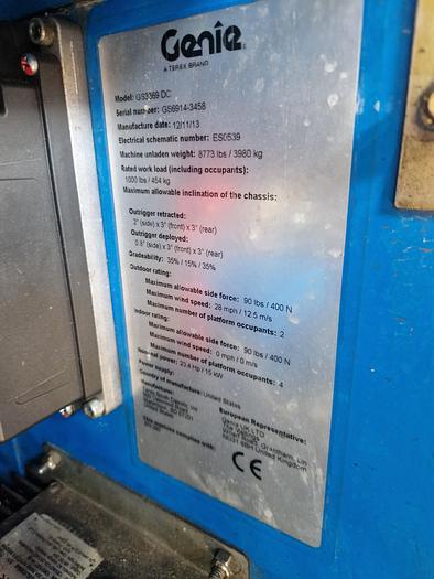 Gebruikt 2013 Genie Gs-3369dc 12mtr schaarhoogwerker