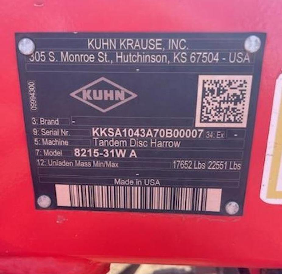Used 2022 Kuhn Krause 8215-31W Tractor