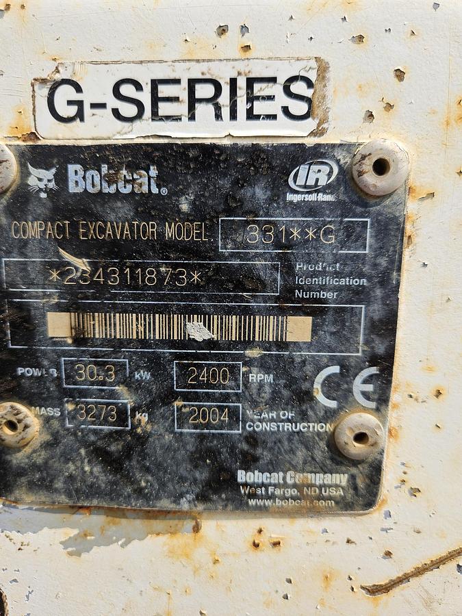 Used 2004 Bobcat 331 G Series Mini Excavator