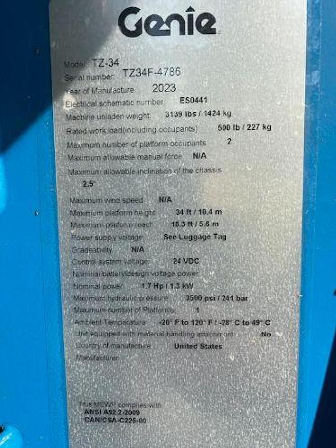 Used 2023 GENIE TZ34/20