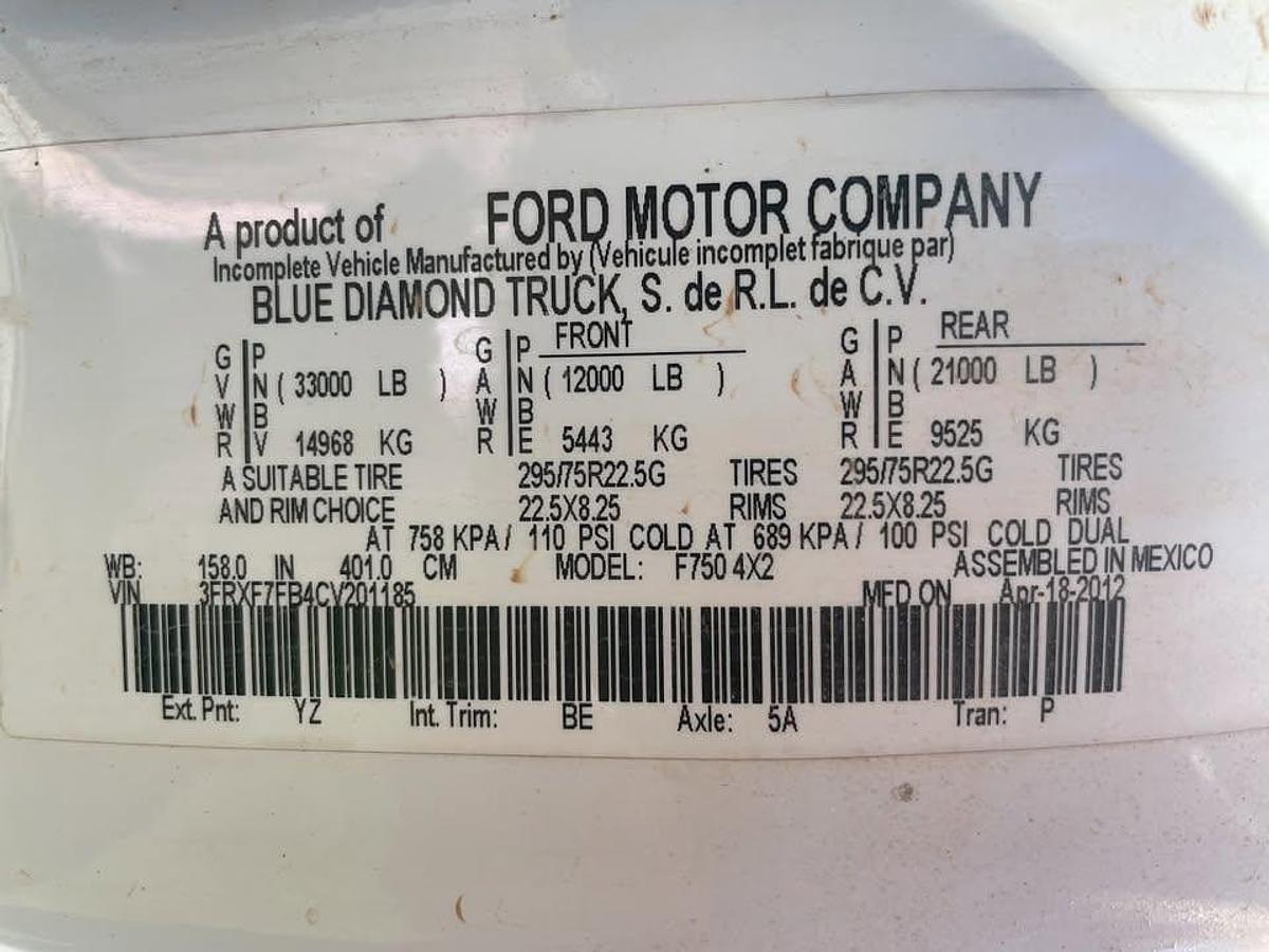 Used 2012 Ford F750 Super Duty Water Sprayer Truck