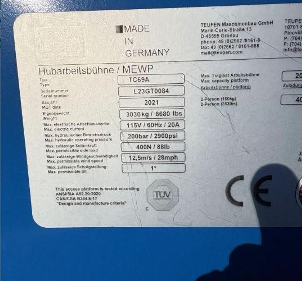 Used 2021 TEUPEN TC69A