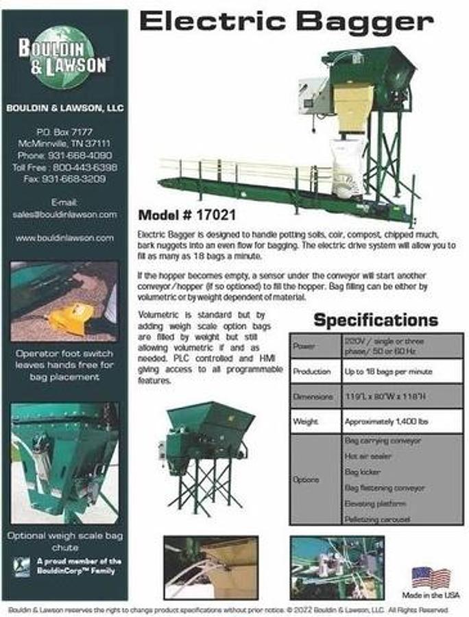 Used 2010 Bouldin Lawson Mixer /Auto bagger/ Incline Conveyor/Sealer/Kicker