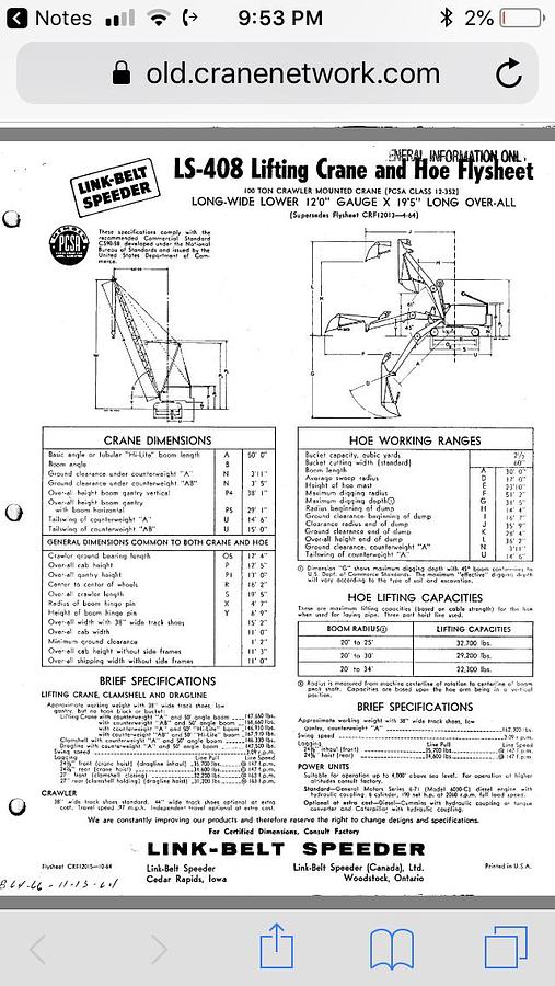 Used Link-Belt Crawler Crane