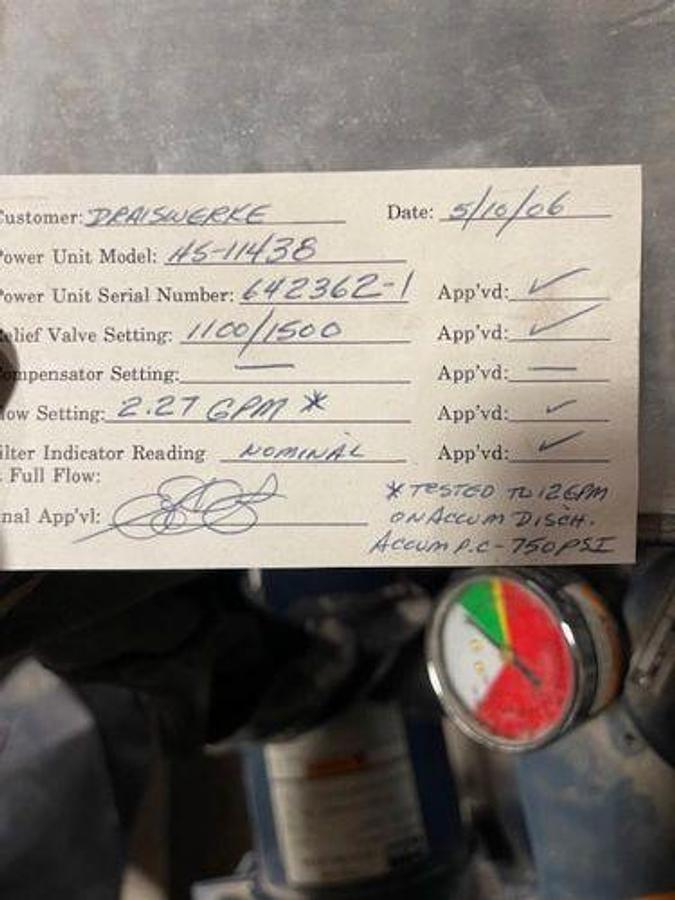 Used 2006 Progress Hydraulics HS-11438 Hydraulic Pump