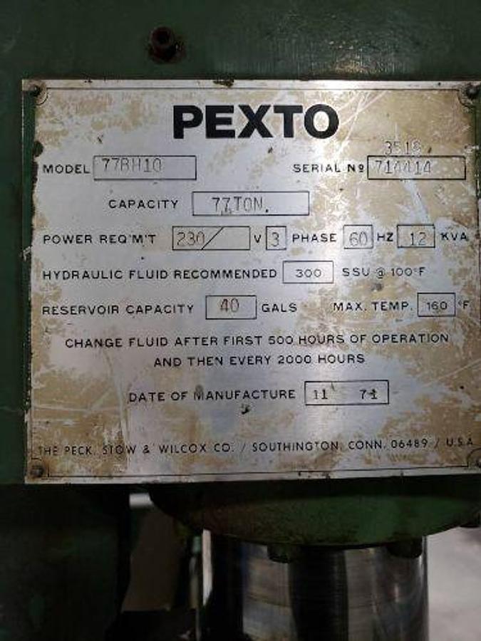 Used 1971 Pexto 77BH10 Press Brake