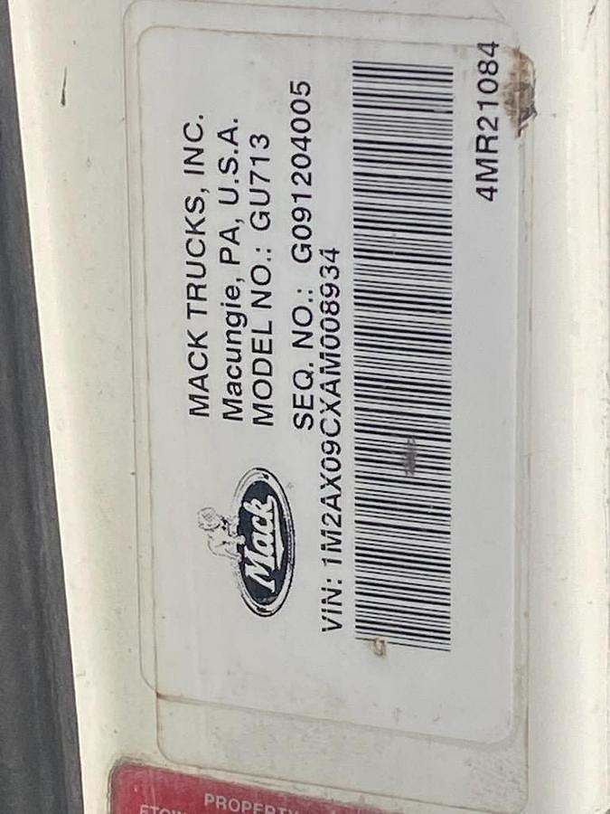 Used 2010 MACK GRANITE GU713 Dump Truck