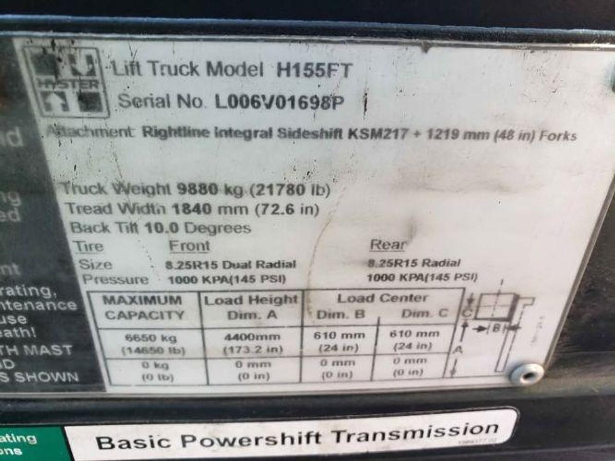 Used 2016 Hyster H155FT