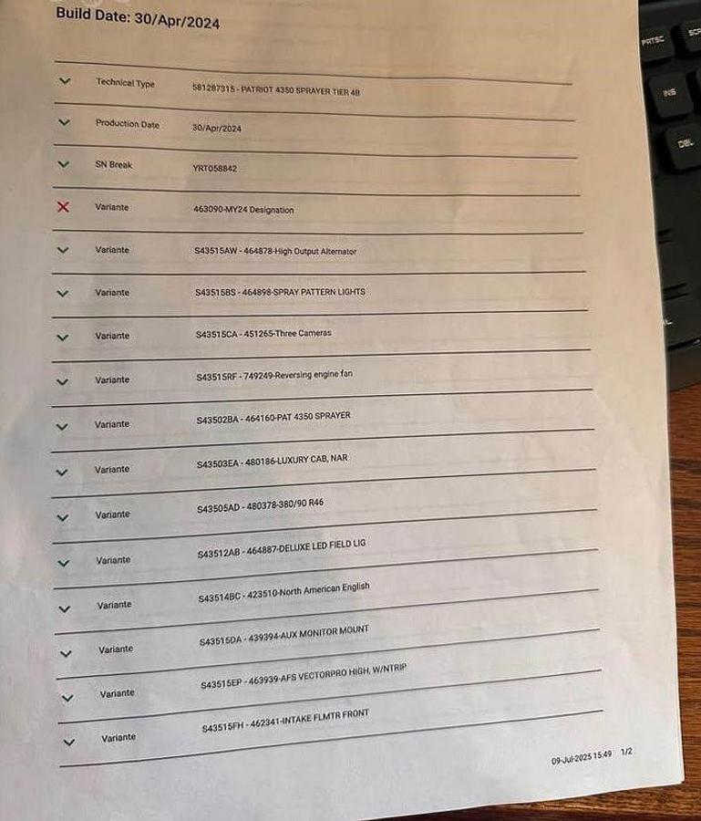 Used 2024 CASE IH PATRIOT 4350 Self Propelled Sprayer